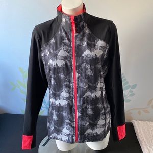 4/$20 Black and grey zippered jacket out hot pink accents